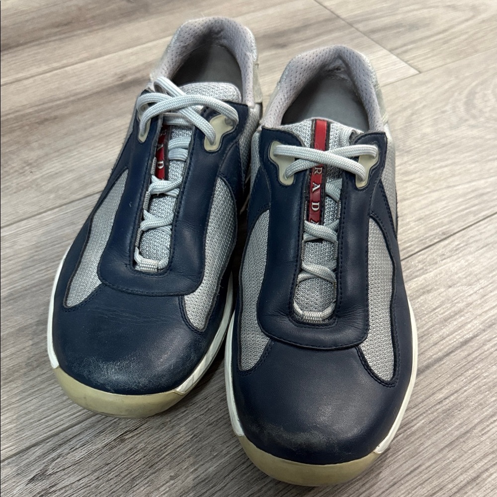 Prada Men's Blue and Gray Sneakers